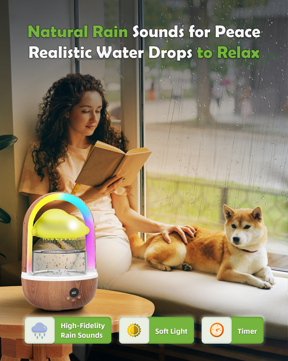 Weljoy Rainbow Rain Cloud Humidifier