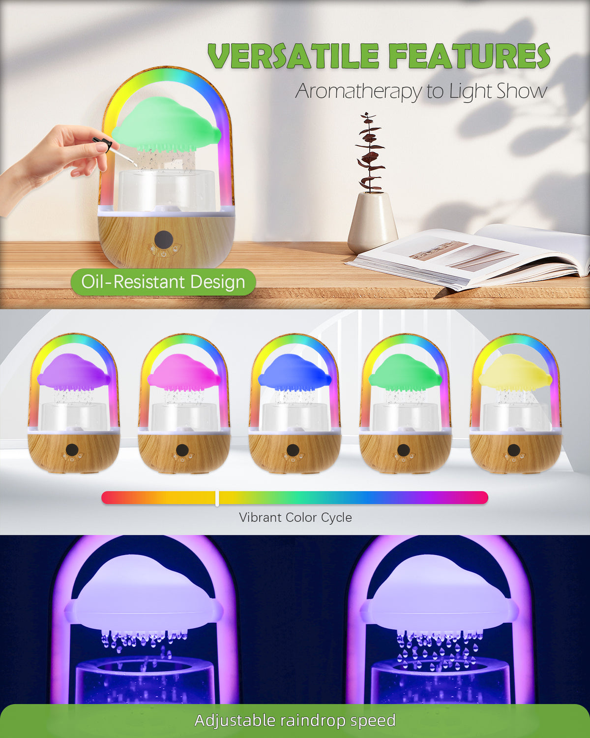 Weljoy Rainbow Rain Cloud Humidifier