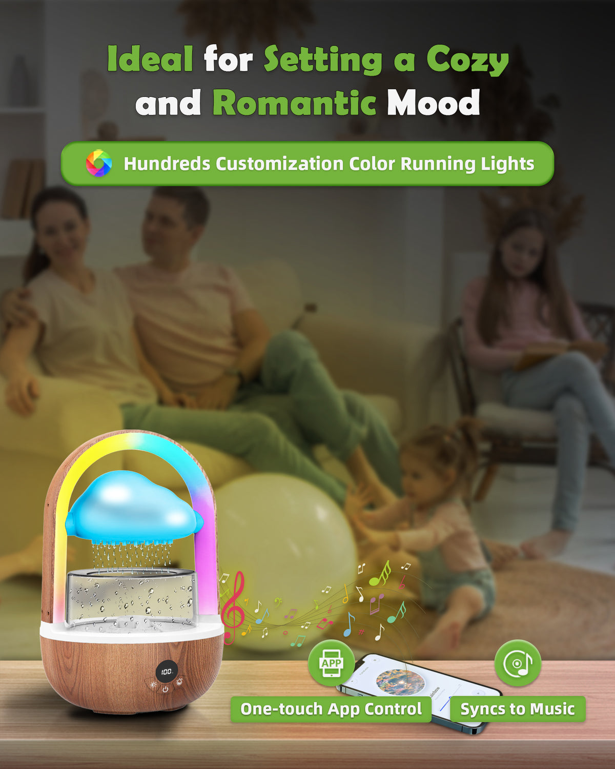Weljoy Rainbow Rain Cloud Humidifier