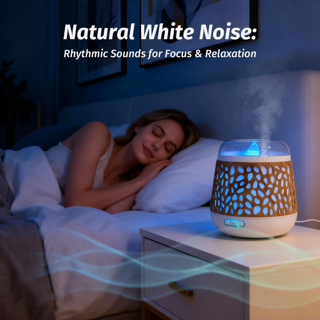 Dancing Water Aromatherapy Diffusers Humidifier Tabletop Fountain Essential Oil Diffuser 8 Colors Mood Light, Water Flow Sounds, White Noise, 500ml Water tank, Home Zen Decor