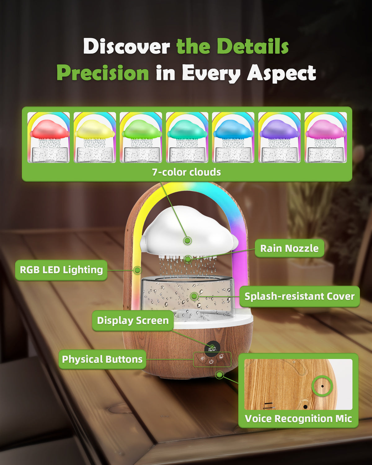Weljoy Rainbow Rain Cloud Humidifier