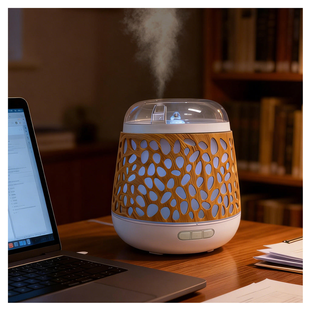 Dancing Water Aromatherapy Diffusers Humidifier Tabletop Fountain Essential Oil Diffuser 8 Colors Mood Light, Water Flow Sounds, White Noise, 500ml Water tank, Home Zen Decor