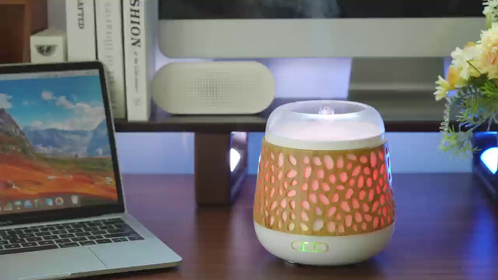Dancing Water Aromatherapy Diffusers Humidifier Tabletop Fountain Essential Oil Diffuser 8 Colors Mood Light, Water Flow Sounds, White Noise, 500ml Water tank, Home Zen Decor